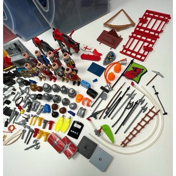 Huge VTG PLAYMOBIL LOT 179+ Figures Accessories & Cases S.W.A.T. Police Knight - Picture 5 of 9